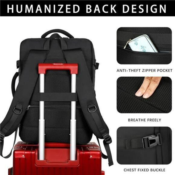 Extra large travel laptop backpack flight approved carry on bag for men women bl - Picture 7 of 8